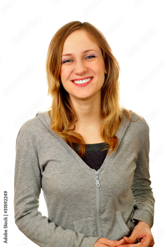 Portrait of smiling model posing to the camera Portrait of smiling model posing to the camera