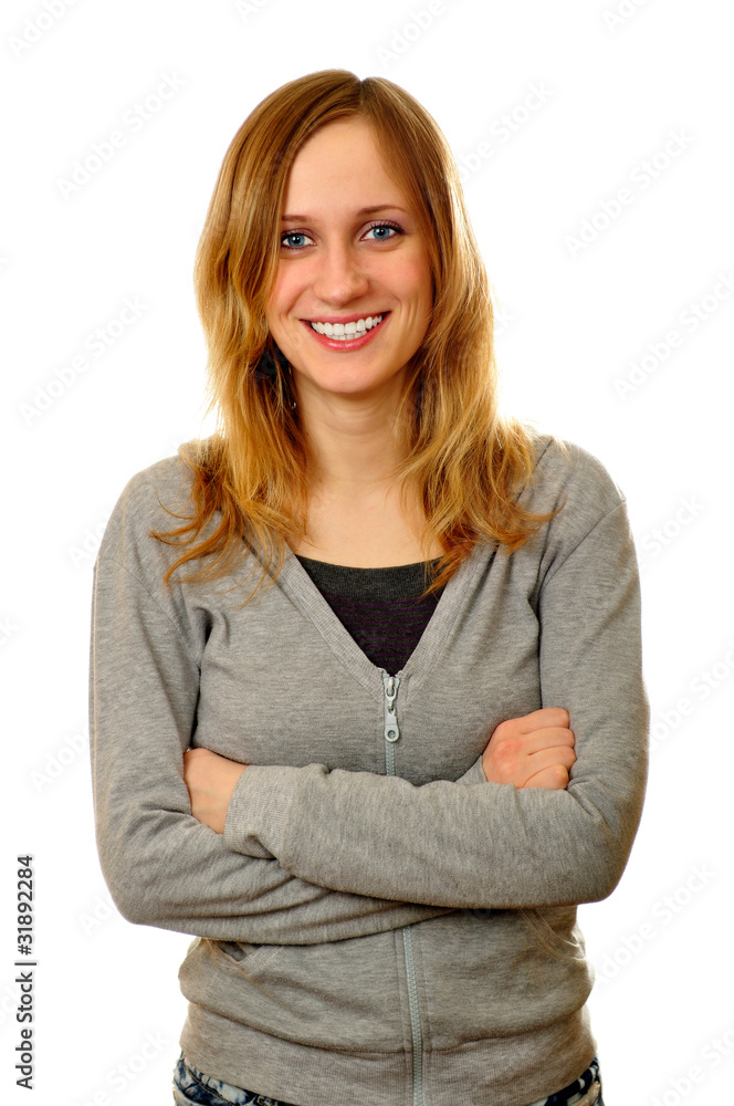 Portrait of smiling model with crossed arms Portrait of smiling model with crossed arms