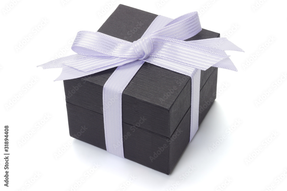 Black gift box with bow ribbon Black gift box with bow ribbon