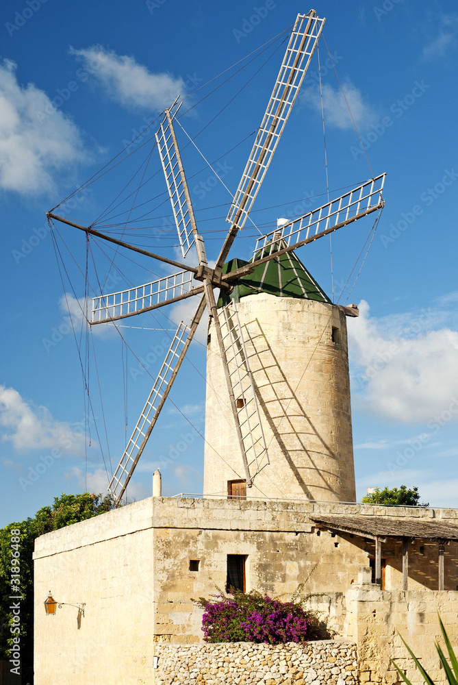 stone windmill on gozo island in malta