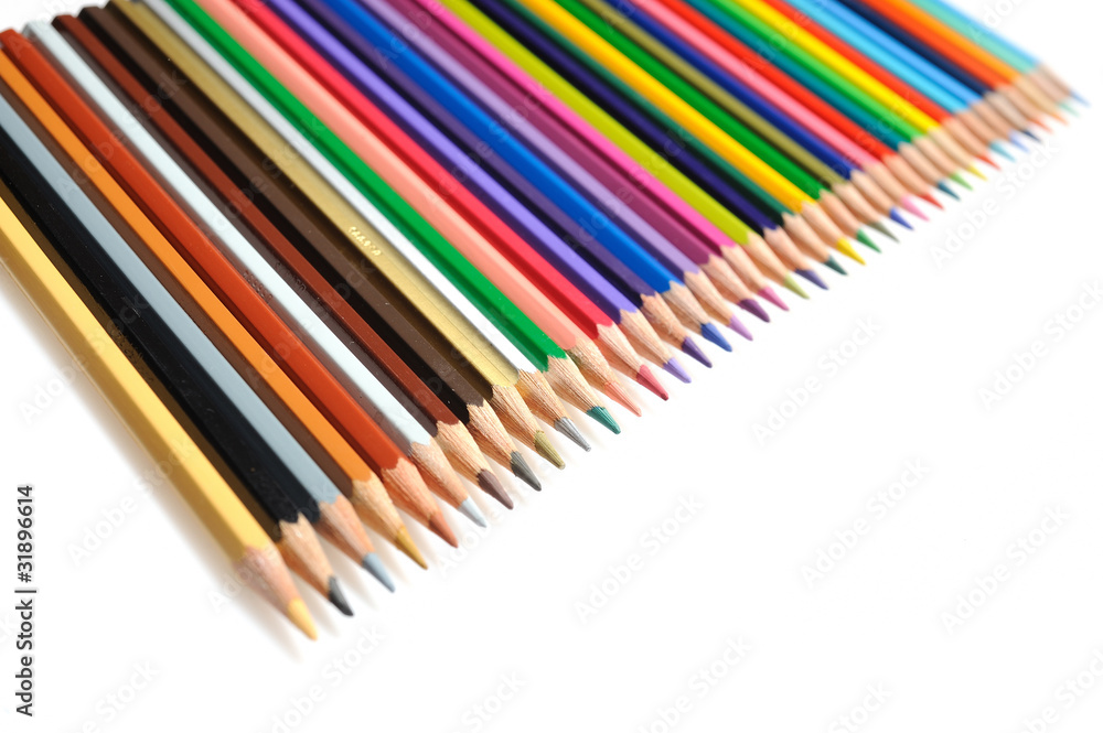 Many colorful school pencils isolated on white background Many colorful school pencils isolated on white background