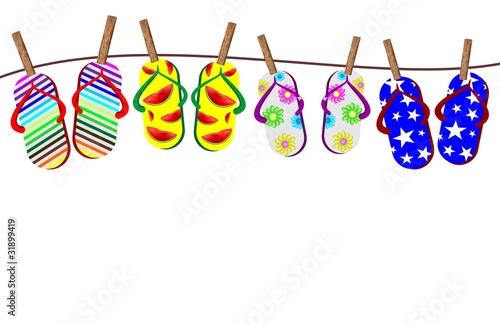 Nice background summer sandals lying, in vector