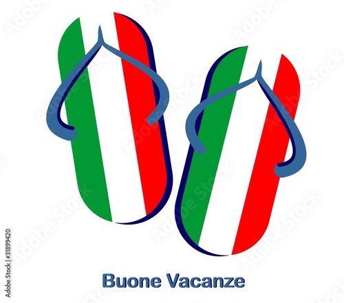Sfondo "buone vacanze" con sandali italiani, in vettoriale