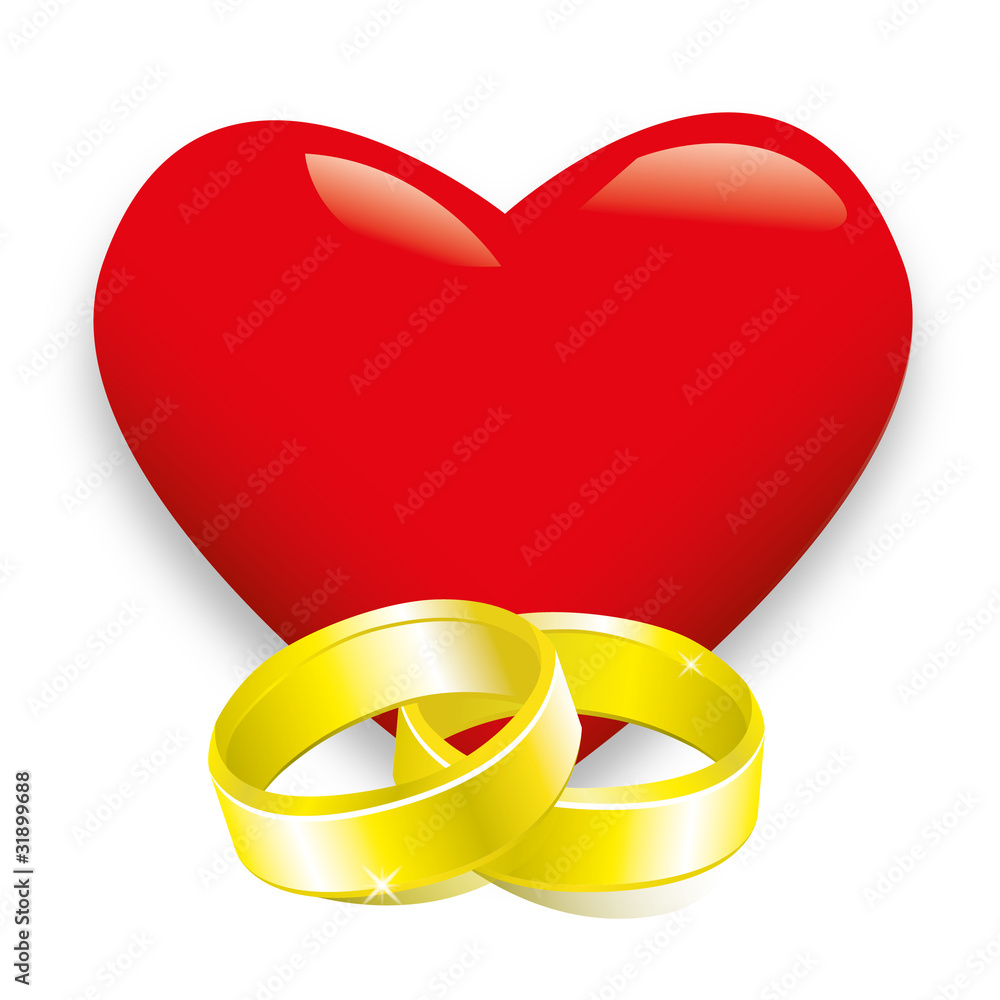 Eheringe Ringe Hochzeit Herz gold Stock Vector | Adobe Stock