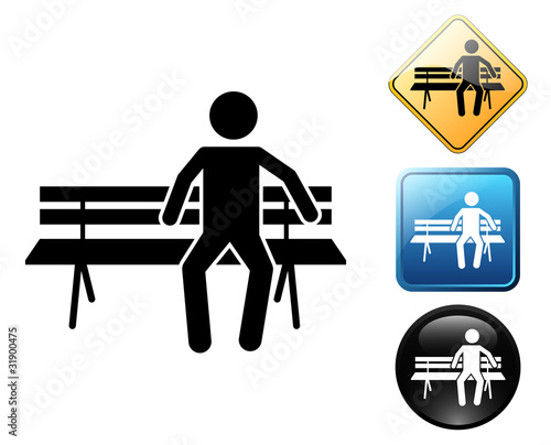Man sitting pictogram and signs
