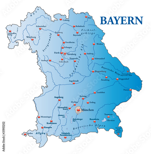Bayern Übersicht blau in SVG