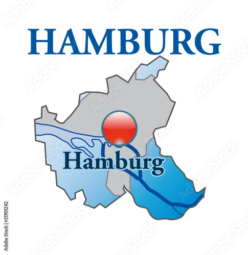 Hamburg als Übersichtskarte blau in SVG