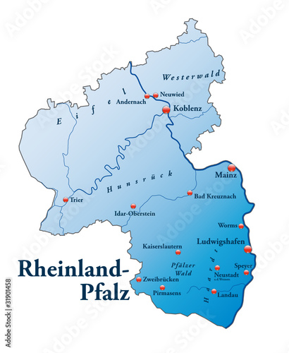 Rheinand-Pfalz als Übersicht blau in SVG