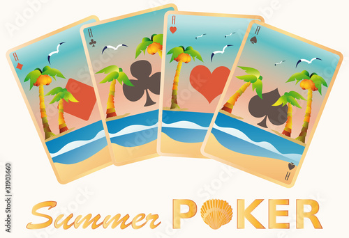 Summer poker cards, vector illustration