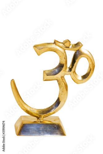 Golden Om with white background