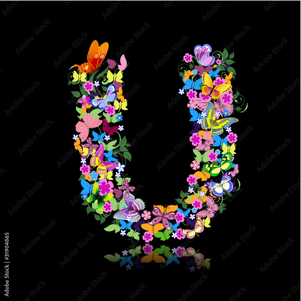 letter of flowers and a butterfly letter of flowers and a butterfly