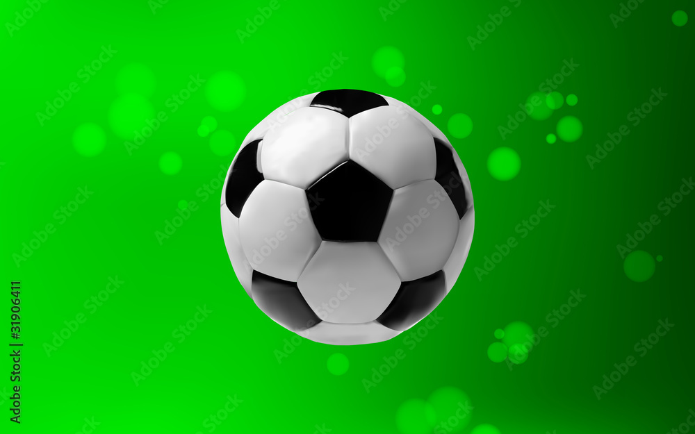 Soccer ball on green background