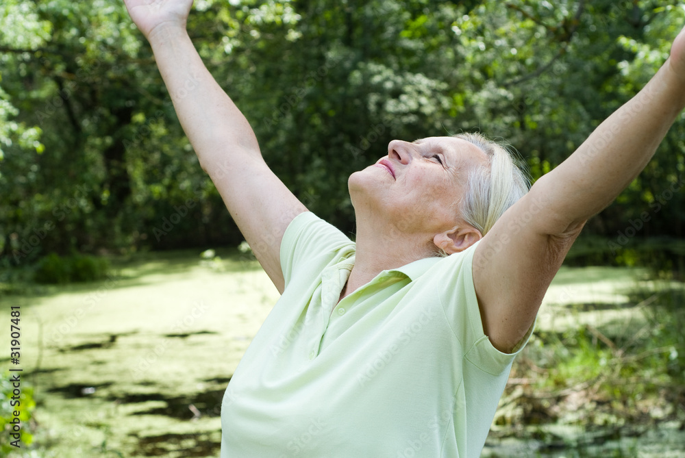 happy elderly woman