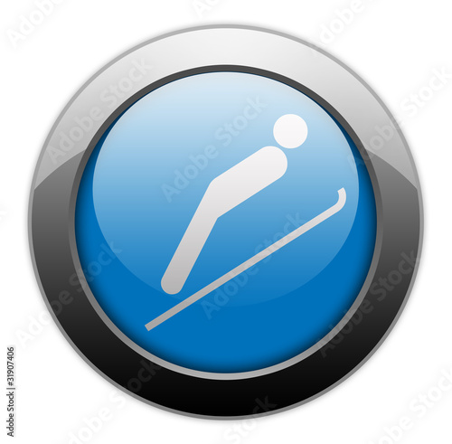 Metallic Orb Button "Ski Jumping"