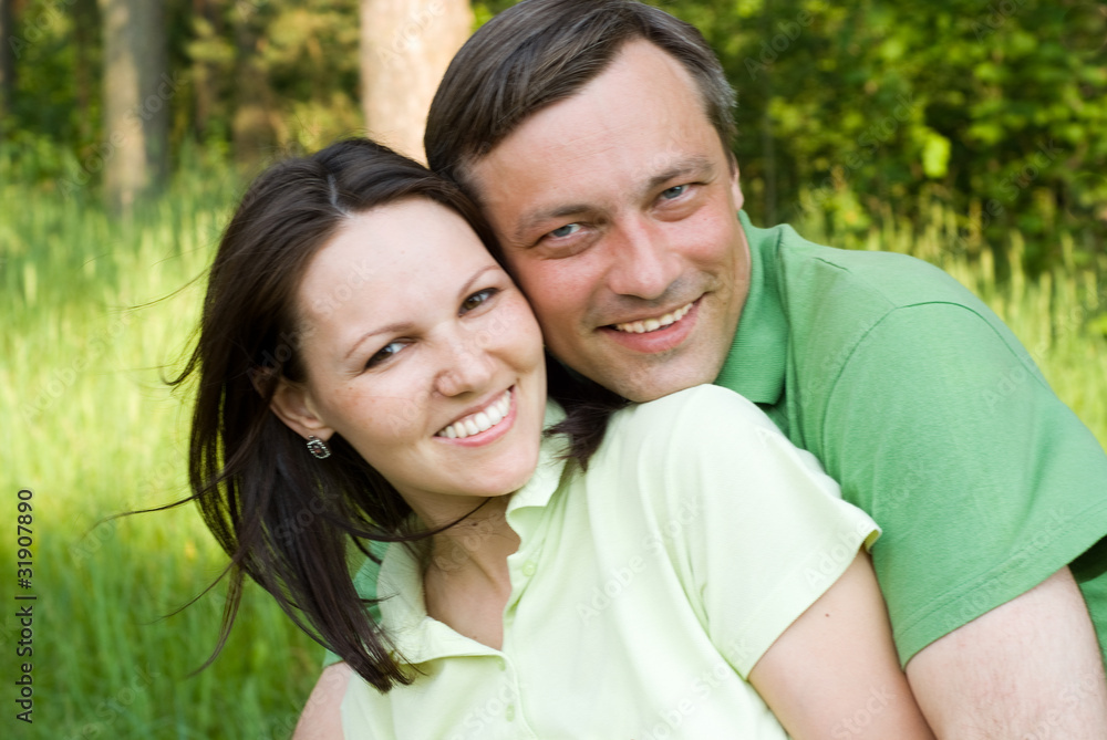 young couple in the  park