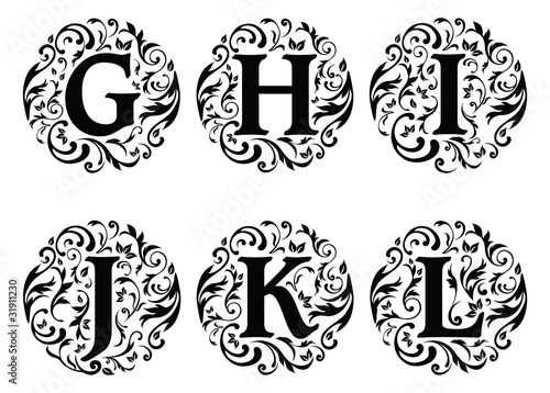 Alphabet Ornament Design G to L