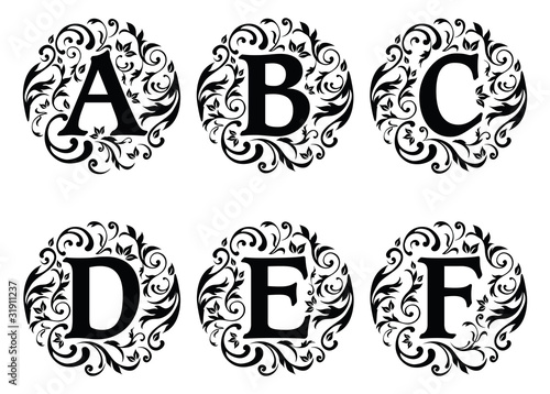Alphabet Ornament Design A to F