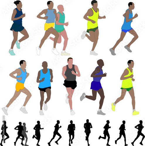 marathon runners - vector
