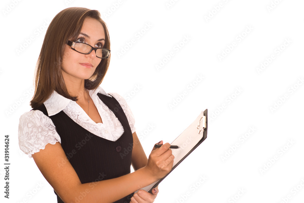woman standing on a white woman standing on a white