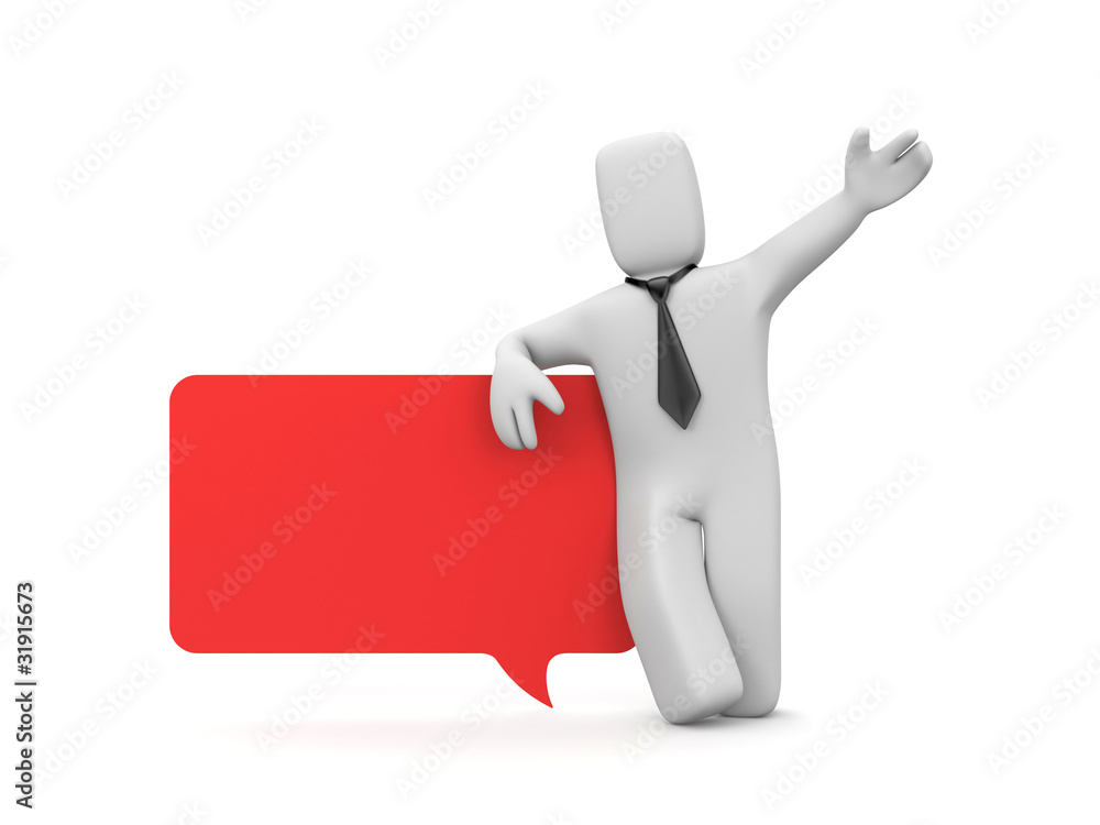 Person with speech bubble. Image contain clipping path Person with speech bubble. Image contain clipping path