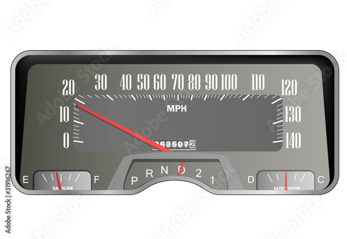 Retro car dashboard - vintage speedometer