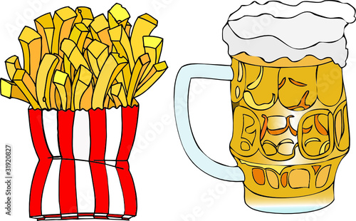Birra e patatine fritte