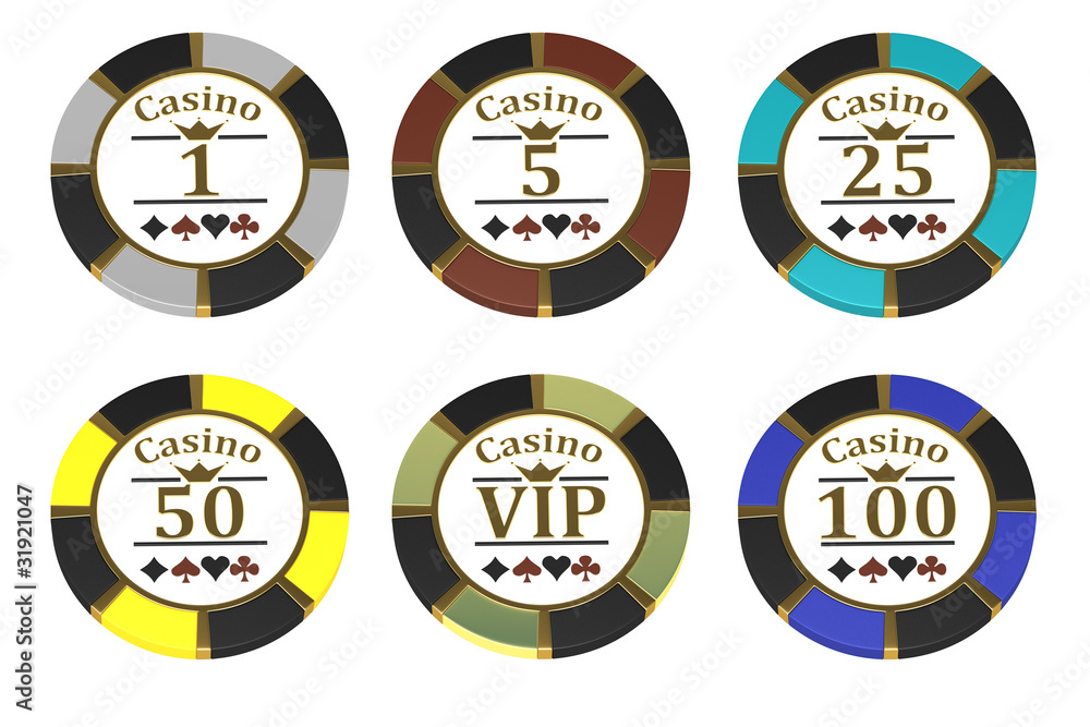 casino chips on white background