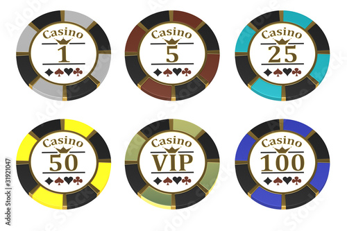 casino chips on white background