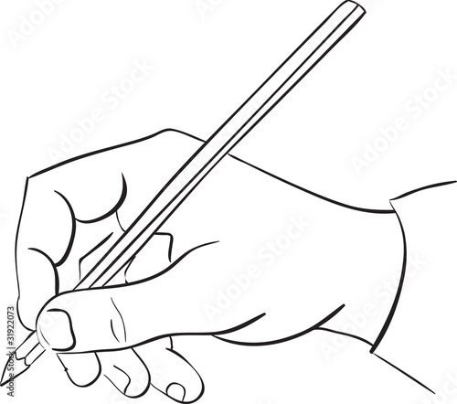 man's hand holds a pencil.