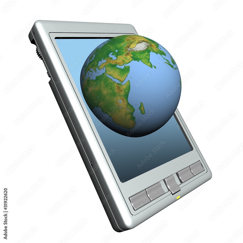 3D rendering of isolated pocket pc on white background 3D rendering of isolated pocket pc on white background