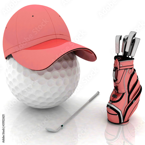 Photos belonging for playing golf on a white background