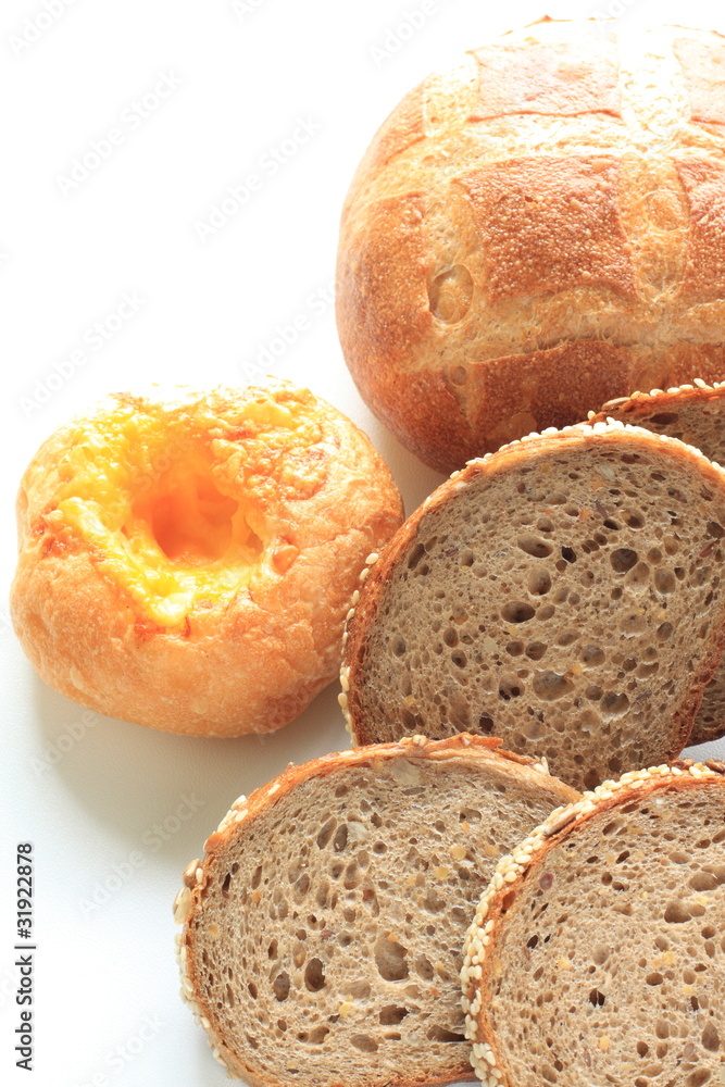 French bread on white background