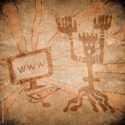 prehistoric painting with computer on line