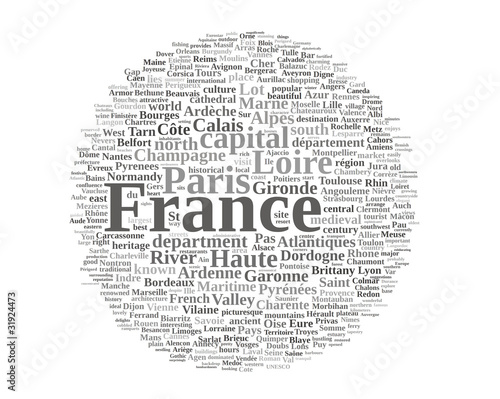 France word cloud isolated on white background