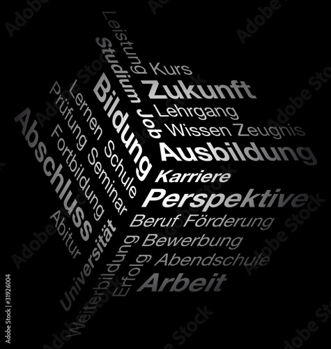 Schriftwürfel Bildung/Beruf Schwarz