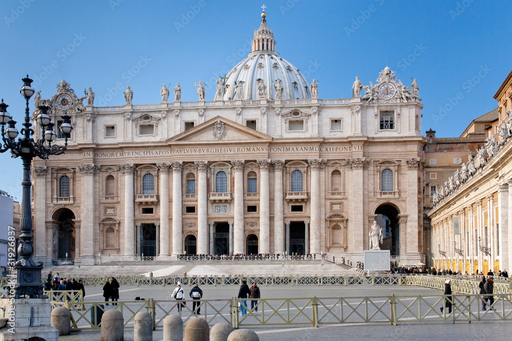 St Peter Basilica from square, Vatican, Italy