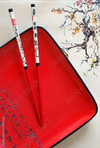 Japanese plate and chopsticks