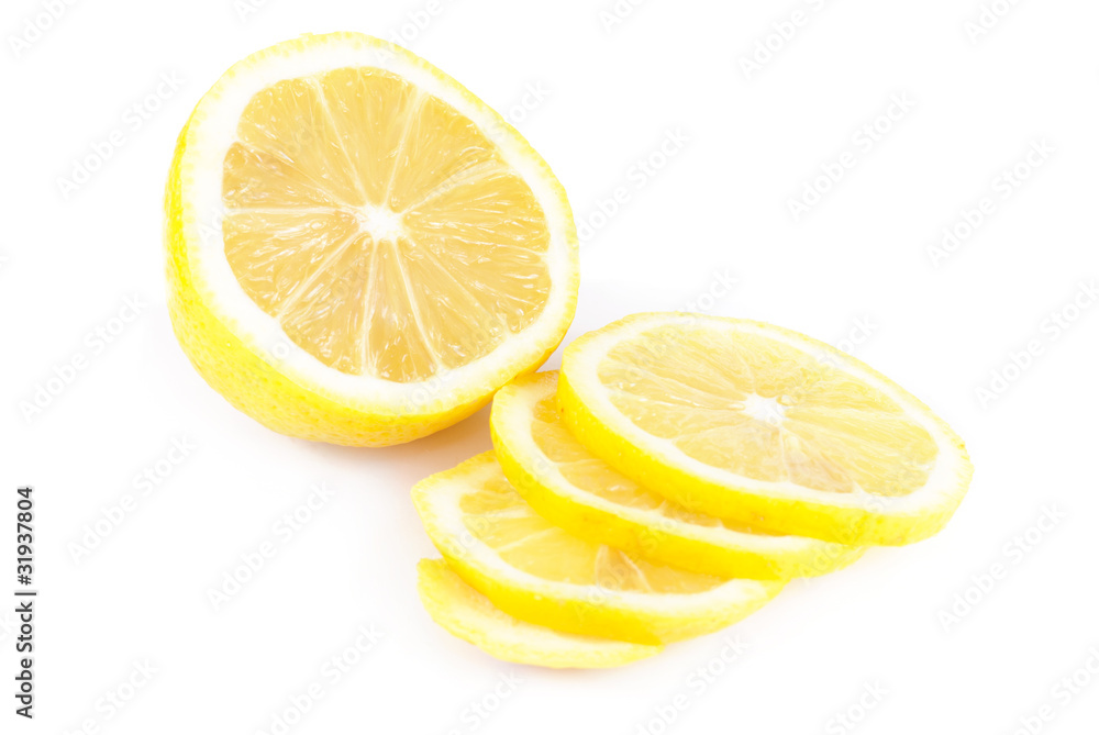 lemon close up isolation in white  background