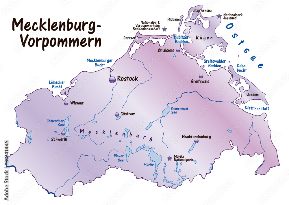 Mecklenburg-Vorpommern Übersicht flieder in SVG