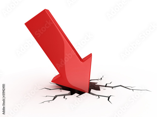 Canvas Print red arrow crash - bankruptcy failure crisis 3d concept