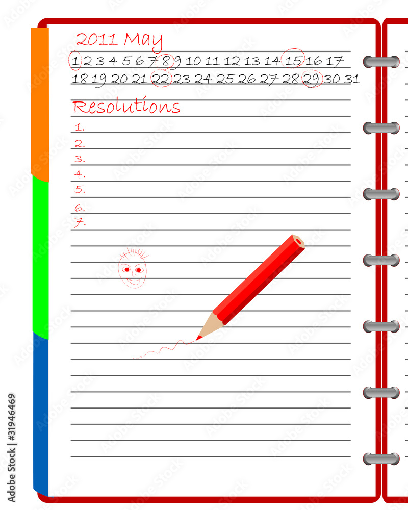 Notebook with calendar. Notebook with calendar.