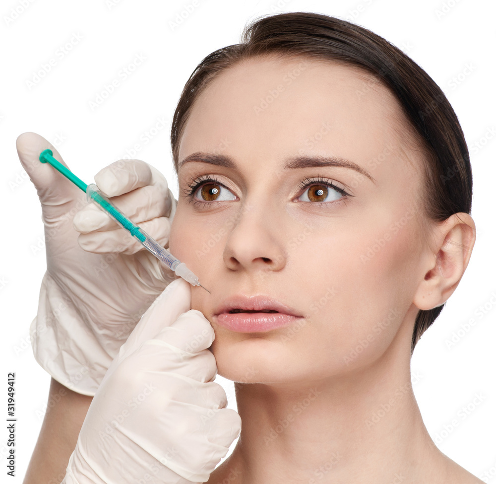 Cosmetic botox injection in the beauty face Cosmetic botox injection in the beauty face