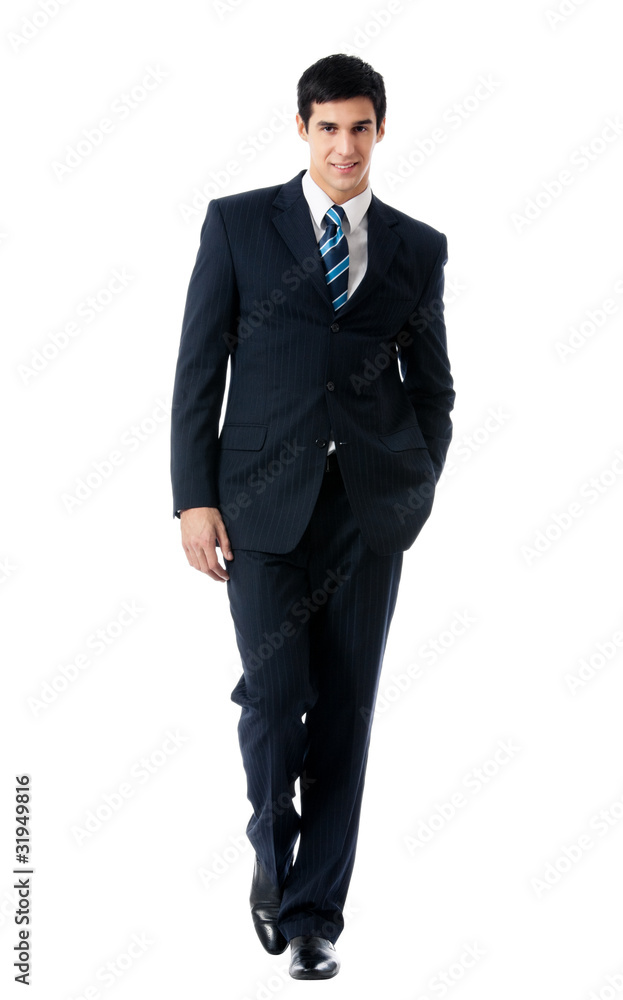 Full body portrait of happy smiling business man, isolated Full body portrait of happy smiling business man, isolated
