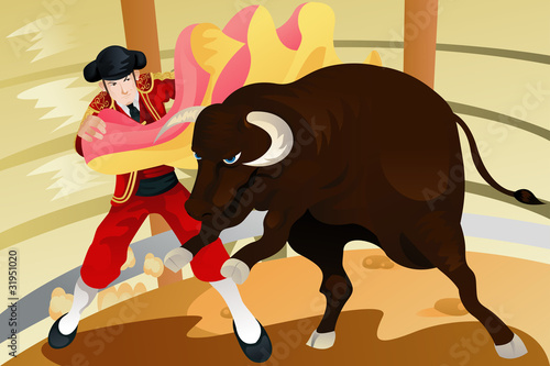 Bull fighting matador