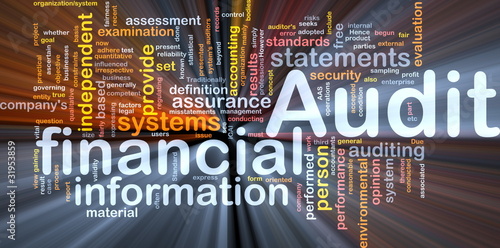 Financial audit background concept glowing photo