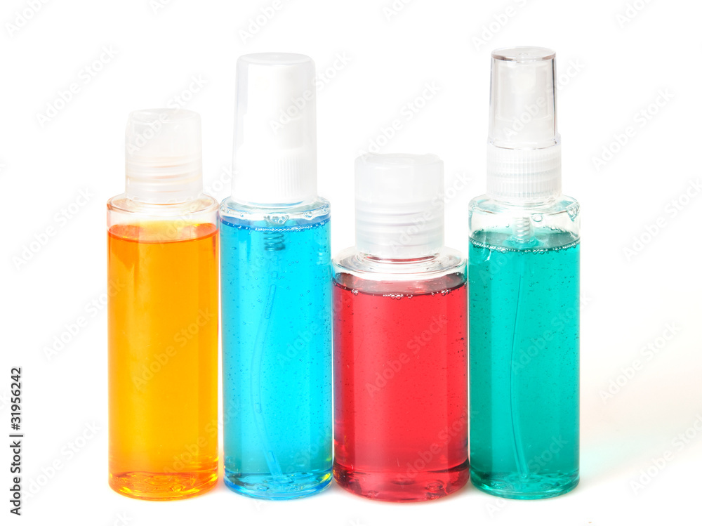 liquid soap, gel, shampoo, oil