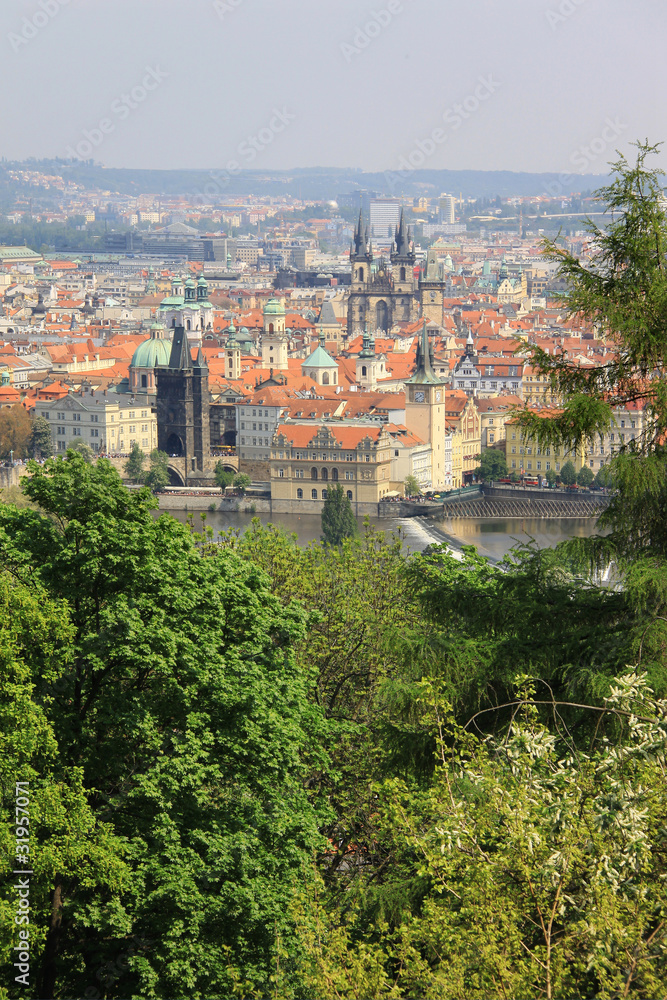 View on the spring Prague, historical city of Czech Republic