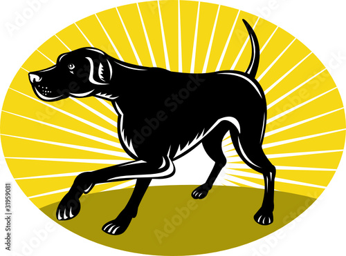 pointer retriever dog retro style