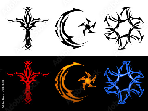 Three tribal religious symbols