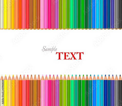 Background with color pencils. Vector illustration.